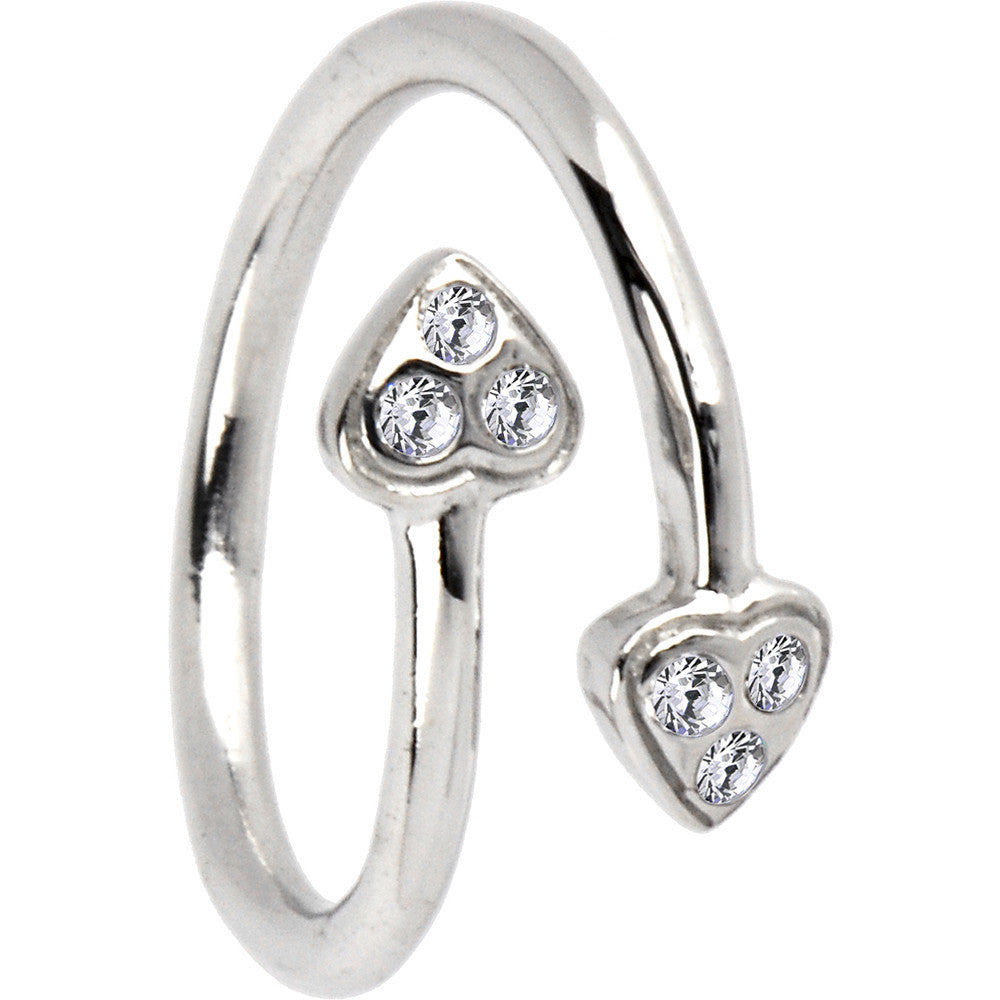 10k White Gold Double Gem Heart Toe Ring