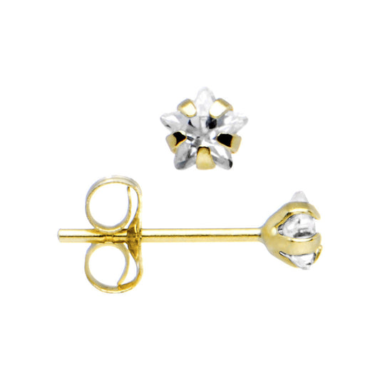 14k Yellow Gold .10 ct Cubic Zirconia Star Earrings