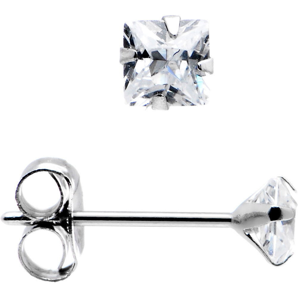 14k White Gold .47ct Cubic Zirconia Square Earrings