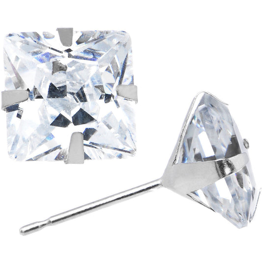 14k White Gold 1.25ct Cubic Zirconia Square Earrings