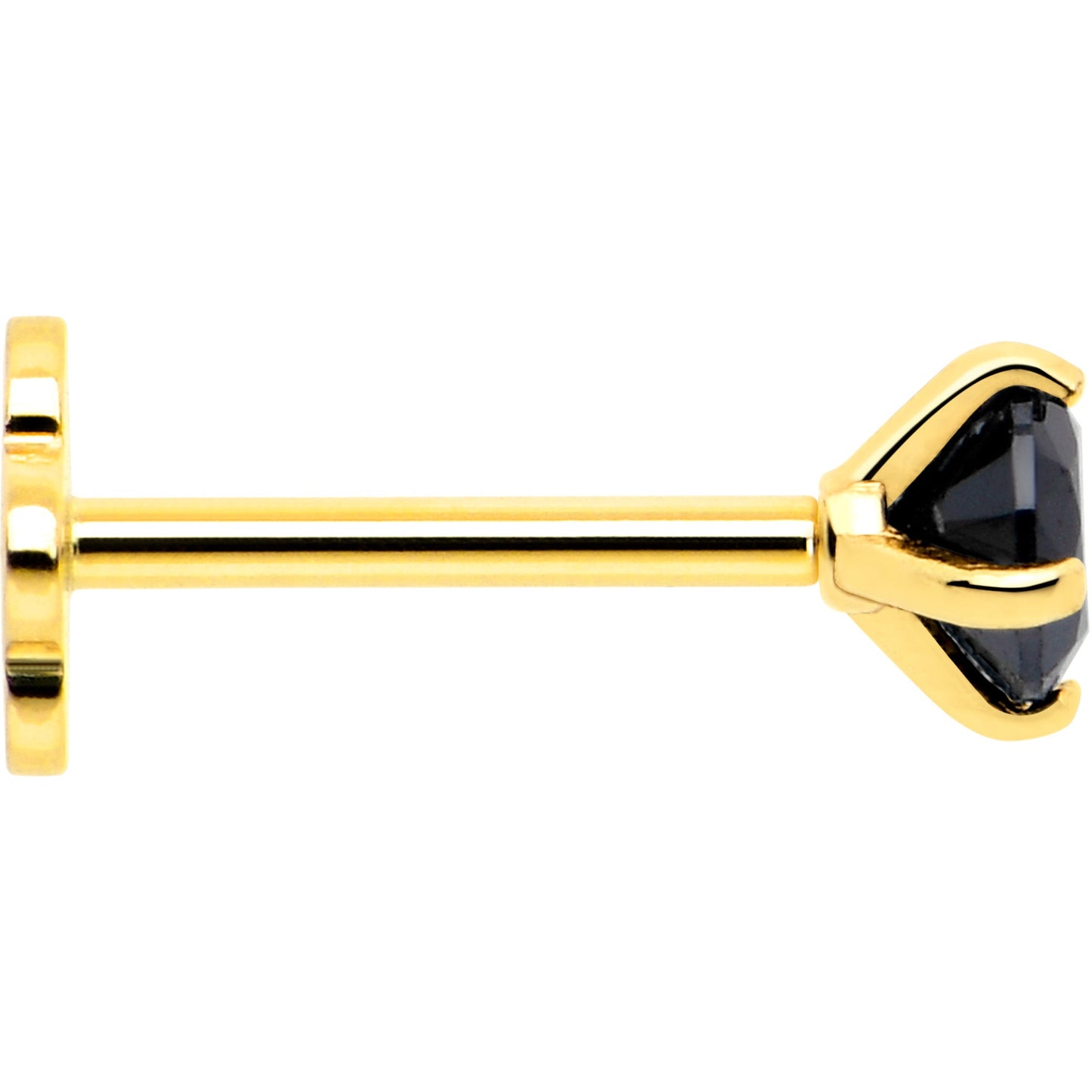 14k Yellow Gold Flat Back Earring 20G 3mm Blue CZ Floral Reversible