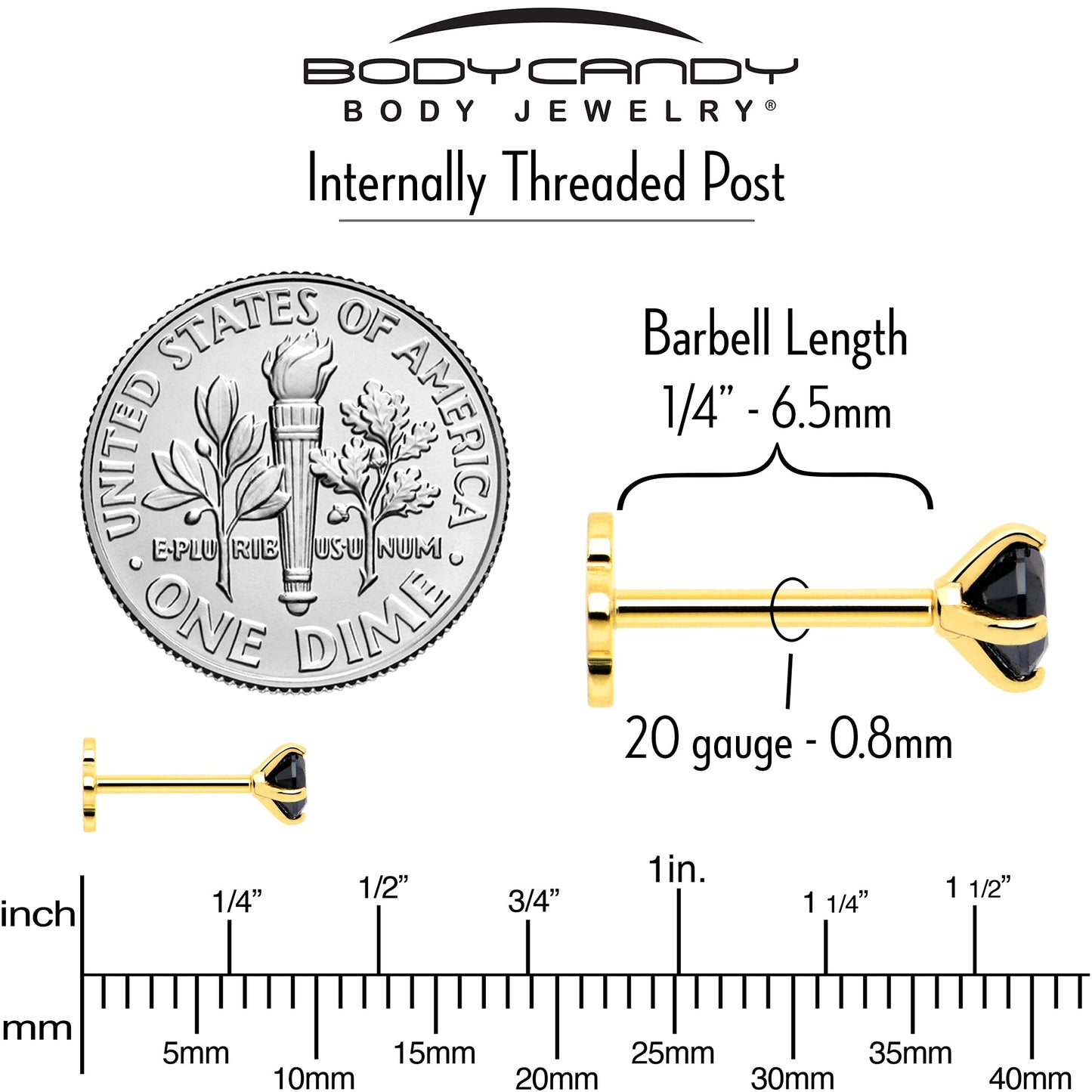 14k Yellow Gold Flat Back Earring 20G 3mm Blue CZ Floral Reversible