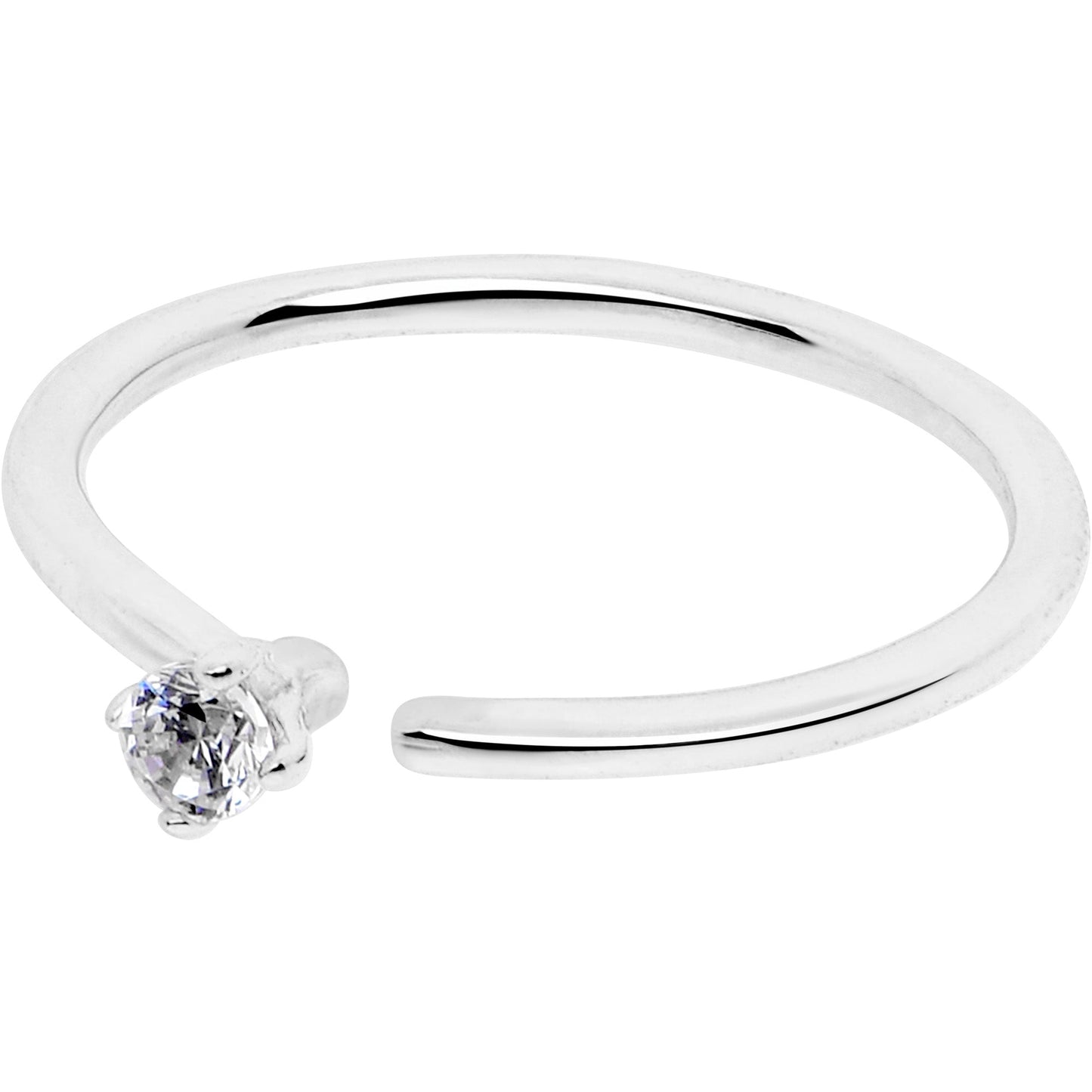 14k Solid White Gold Bendable Nose Hoop 22G 5/16 with CZ