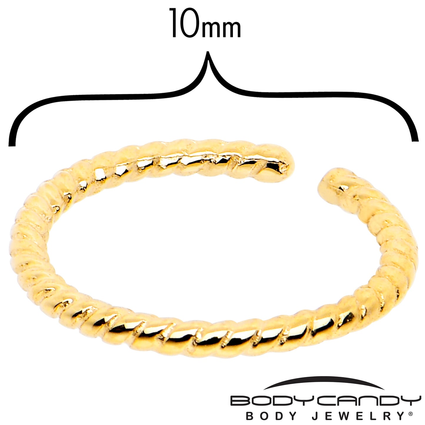 14k Yellow Gold Bendable Nose Hoop 20G 5/16 Twisted