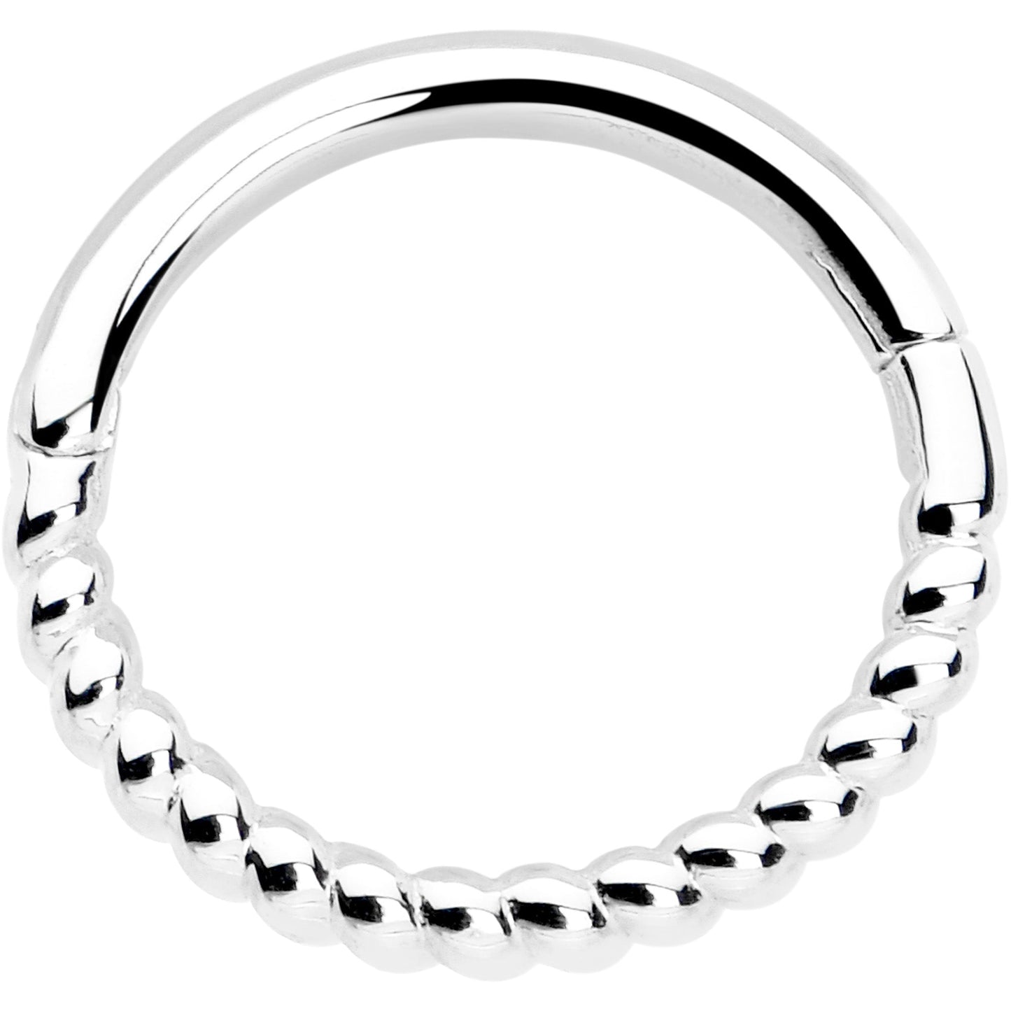 14k Solid White Gold Hinged Segment Ring Forward Facing Twisted 18G 5/16