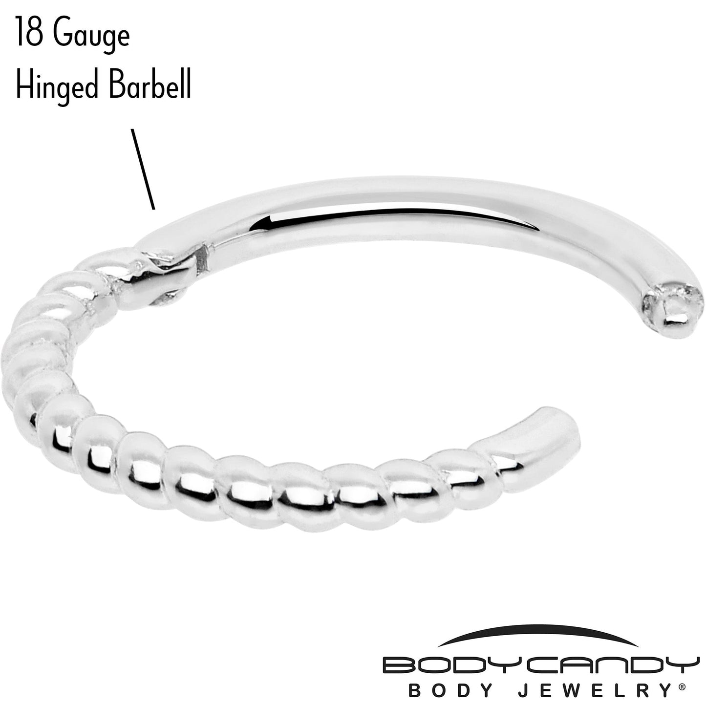 14k Solid White Gold Hinged Segment Ring Forward Facing Twisted 18G 5/16