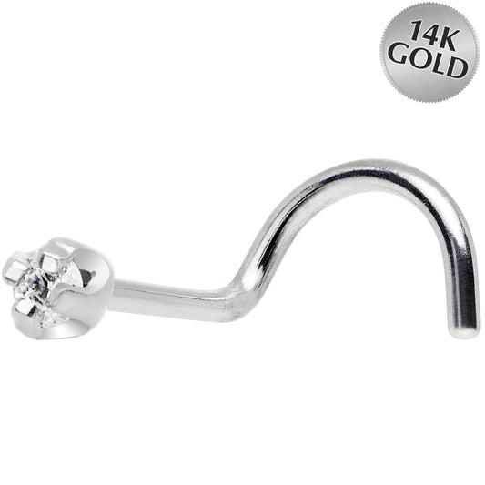 Solid 14k Wt. Gold .01 Carat Genuine Diamond Nose Ring