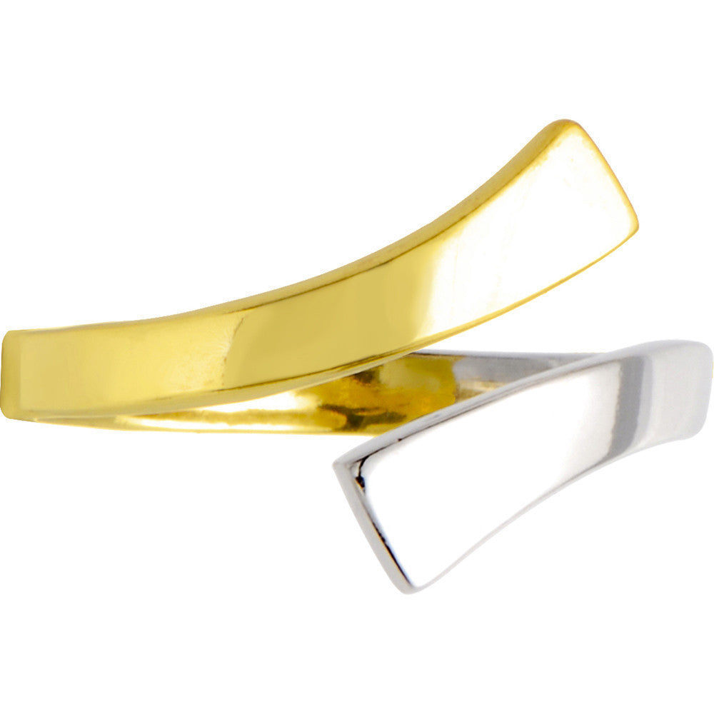 Solid 14k Yellow White Gold Smooth Divided Toe Ring