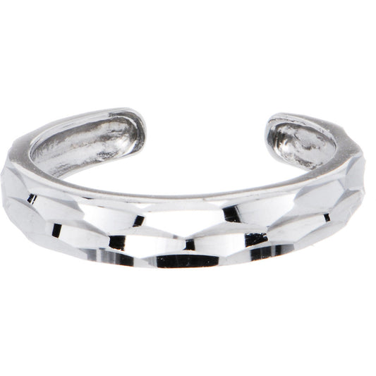 Solid 14k White Gold Diamond Cut Band Toe Ring