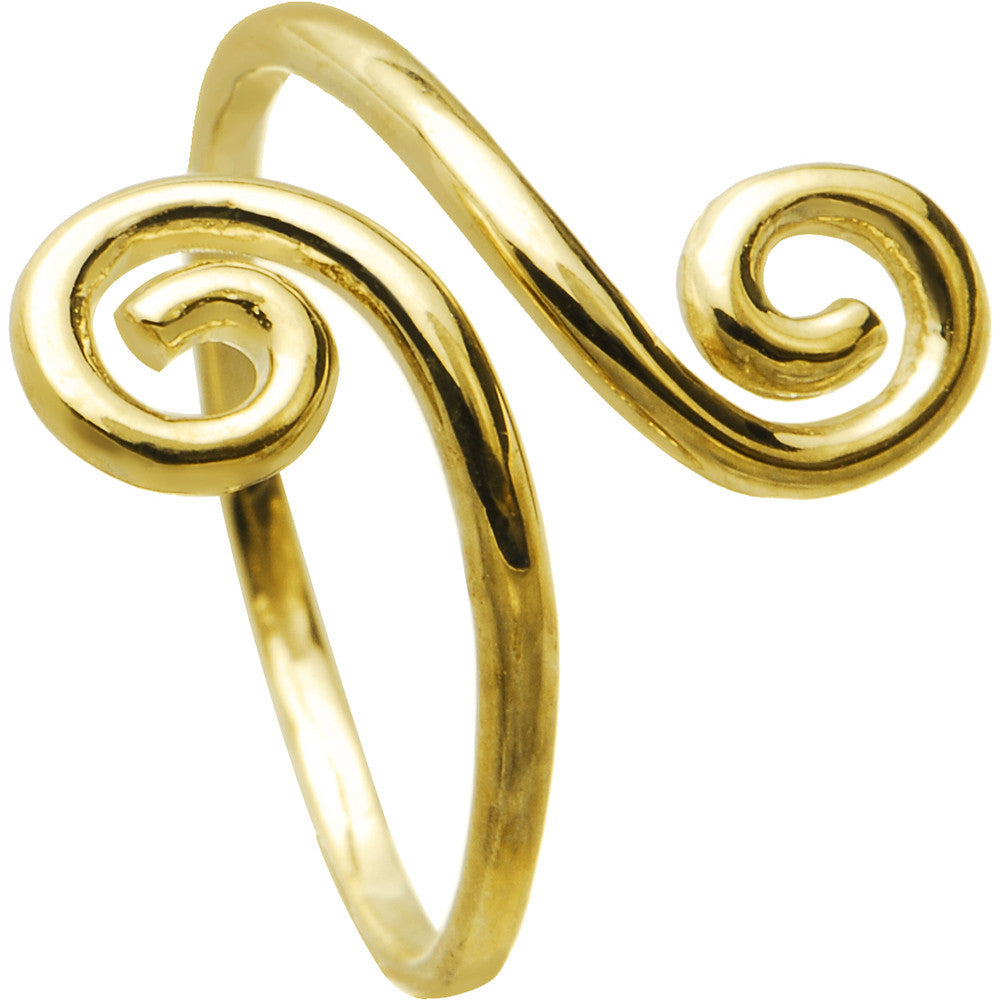Solid 14k Yellow Gold Scrolled Toe Ring