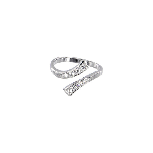Solid 14k White Gold Cubic Zirconia Classic Toe Ring