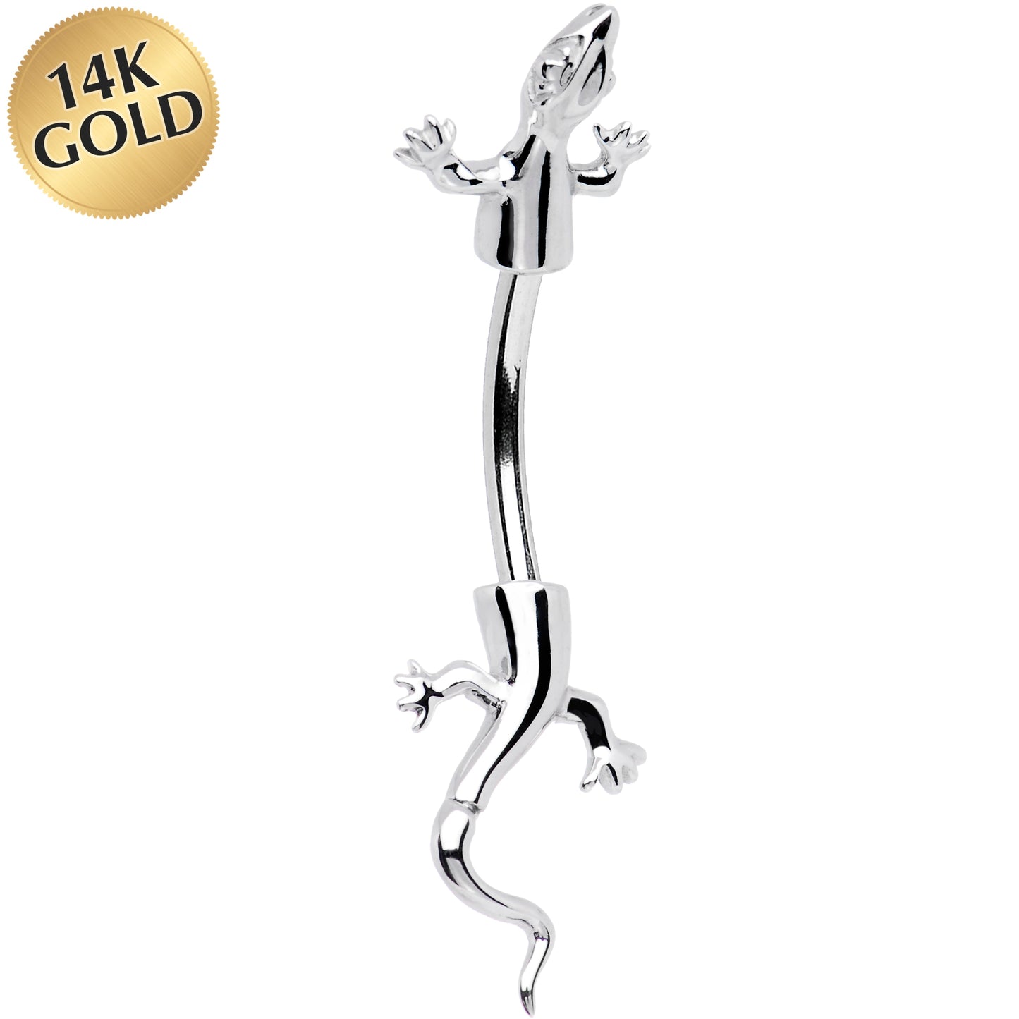 16G Solid 14k White Gold Lizard Belly Ring