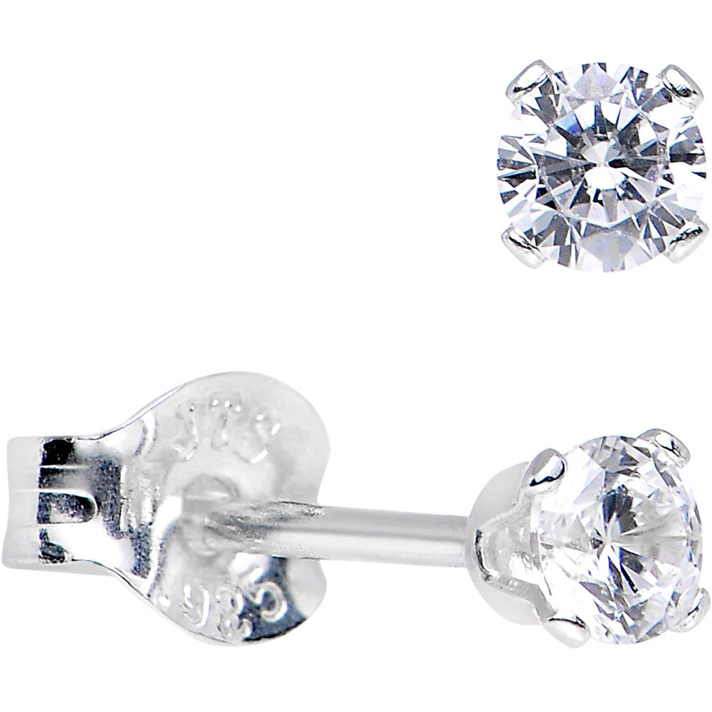925 Sterling Silver CZ Stud Earrings