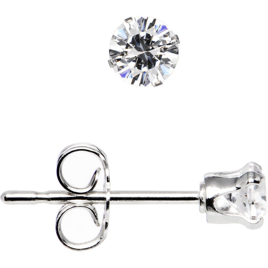 925 Sterling Silver 3mm CZ Round Stud Earrings