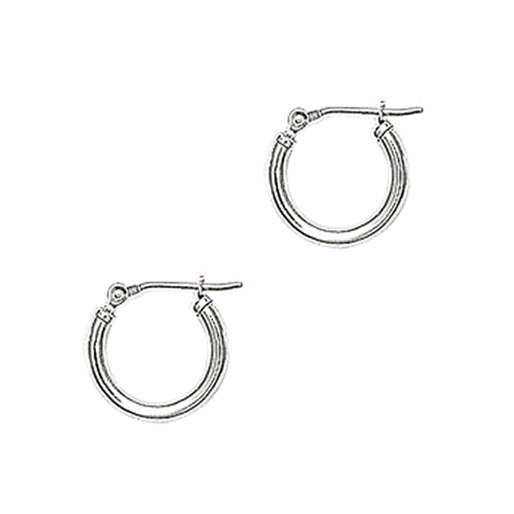 14K White Gold 2mm 9/16 Inch Hoop Earrings