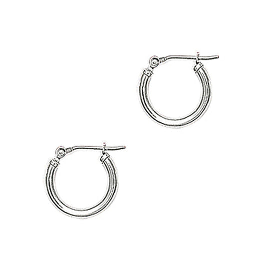 14K White Gold 2mm 9/16 Inch Hoop Earrings