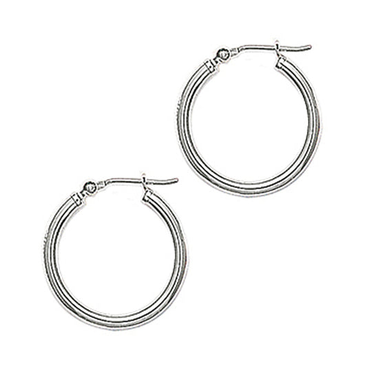 14K White Gold 2mm 3/4 Inch Hoop Earrings