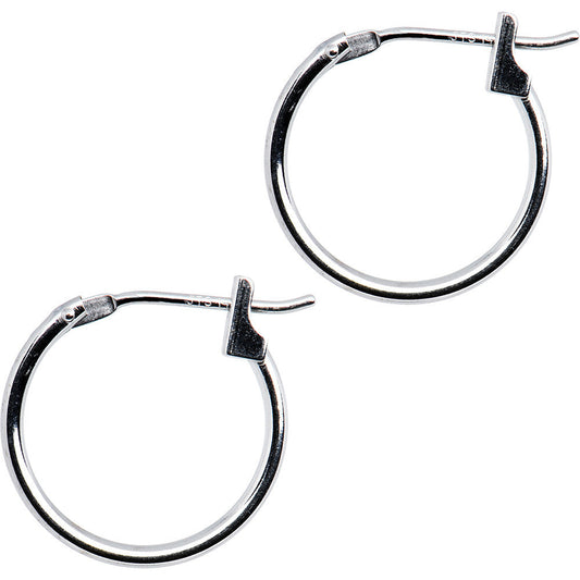 14K White Gold 1.5mm 9/16 Inch Hoop Earrings