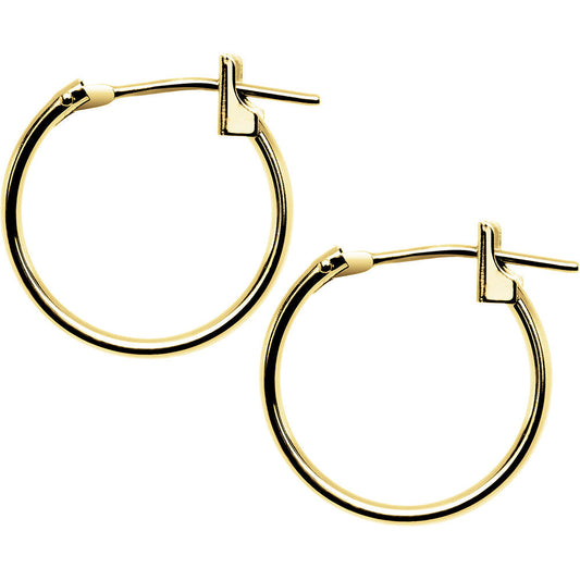 14K Yellow Gold 1.5mm 9/16 Inch Hoop Earrings