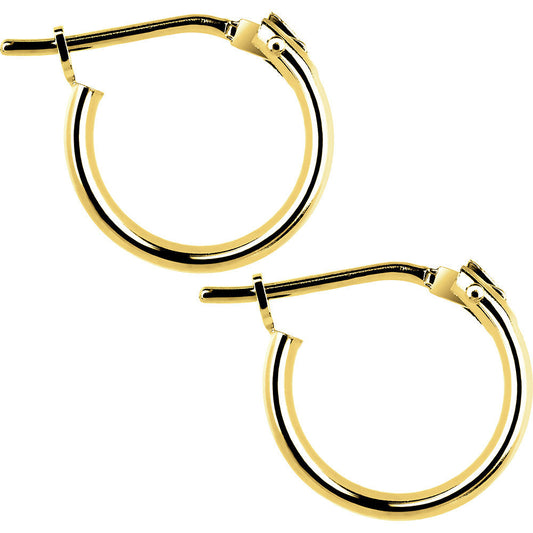 14K Yellow Gold 1.5mm 3/8 Inch Hoop Earrings