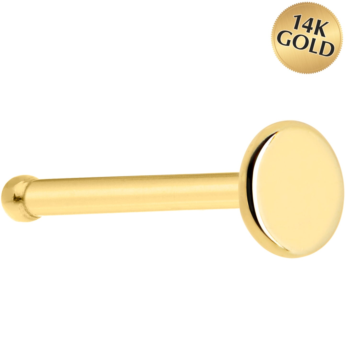 Solid 14K Yellow Gold Flat Disc Nose Bone