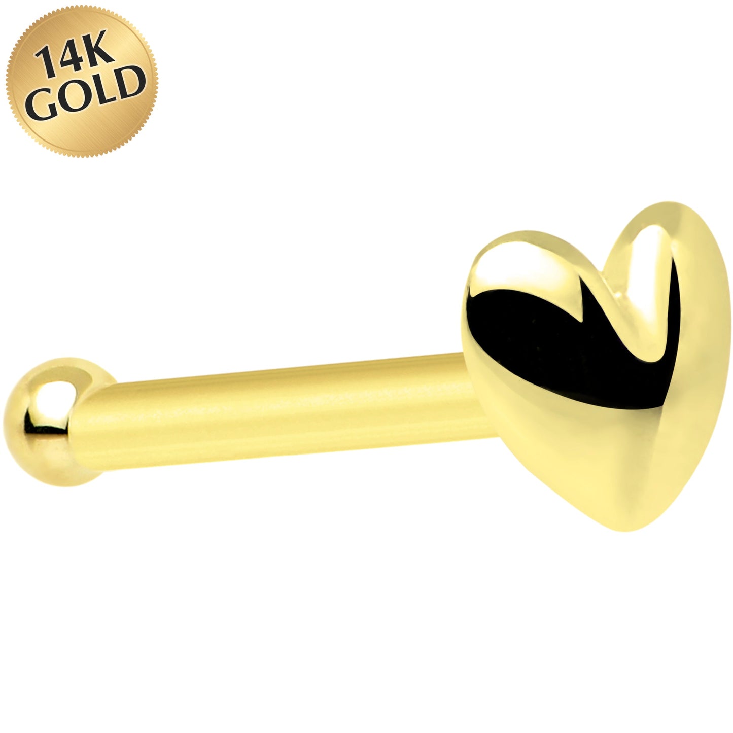 Solid 14K Yellow Gold Heart Nose Bone