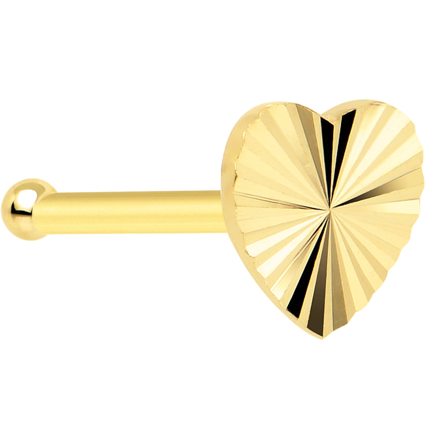 Solid 14K Yellow Gold Flat Textured Heart Nose Bone