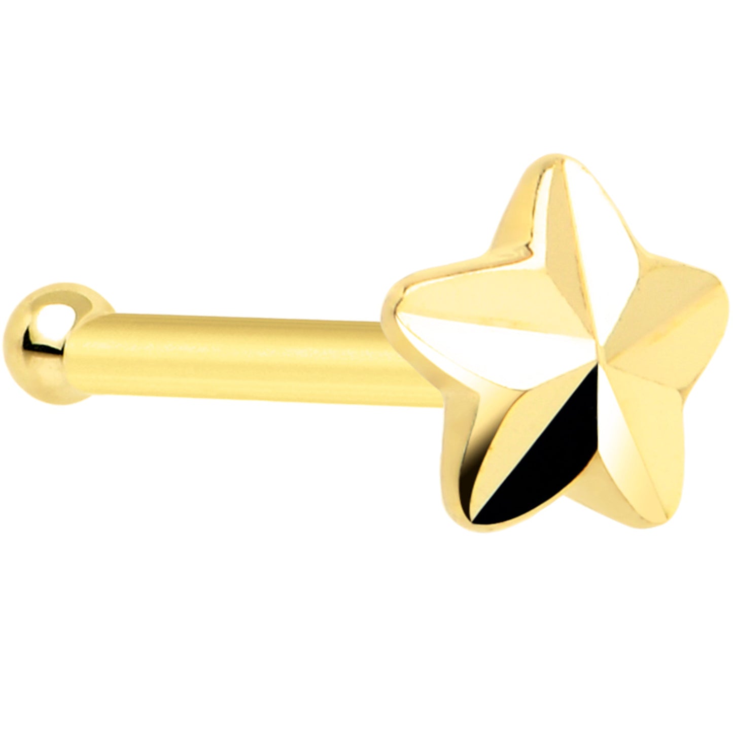 Solid 14K Yellow Gold Raised Star Nose Bone