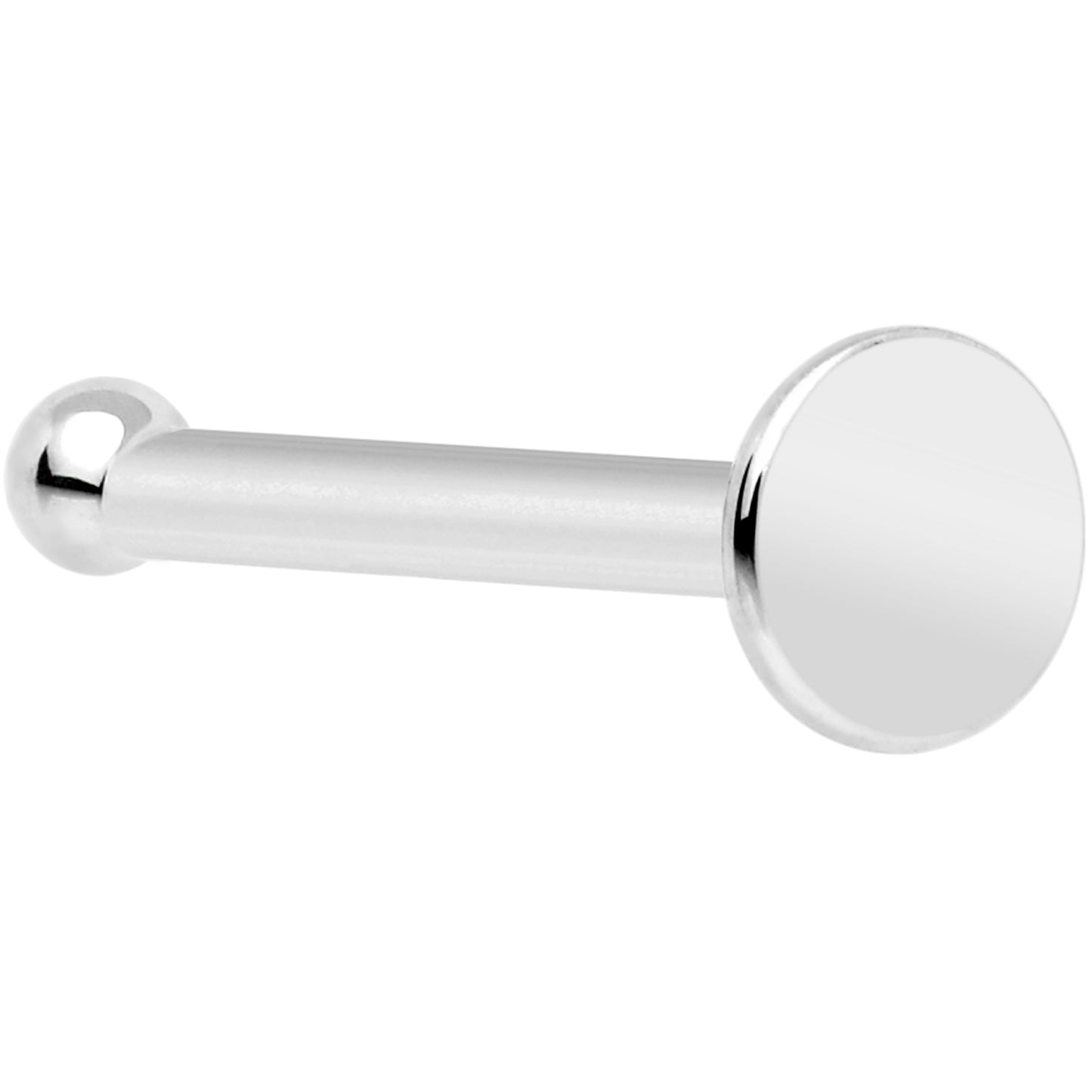 Solid 14K White Gold Flat Disc Nose Bone