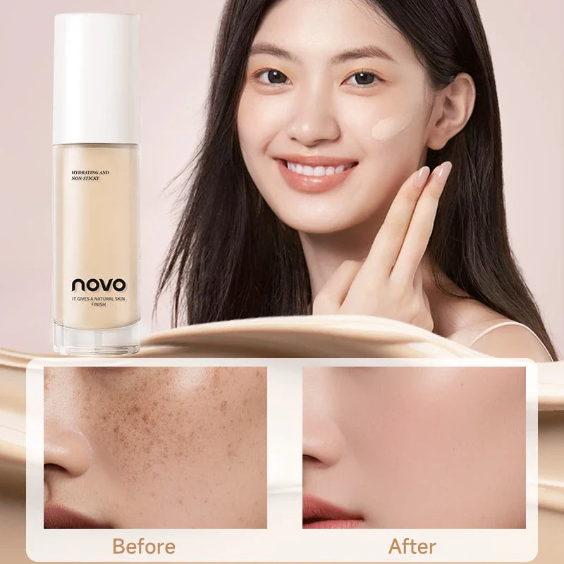 Hyaluronate Liquid Foundation,Long-Lasting Concealer Bb Cream,Vitamin E Nourishing,Water-Resistan,Buildabl,Improves Uneven Skin