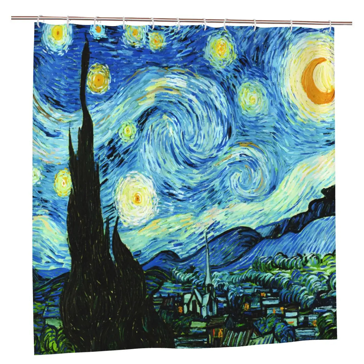 1pc Van Gogh-Inspired Artistic Shower Curtain Liner - Perfect for Bathroom Decoration - Includes 12 Hooks - Premium  from Lizard Vigilante - Just $17.99! Shop now at Lizard Vigilante