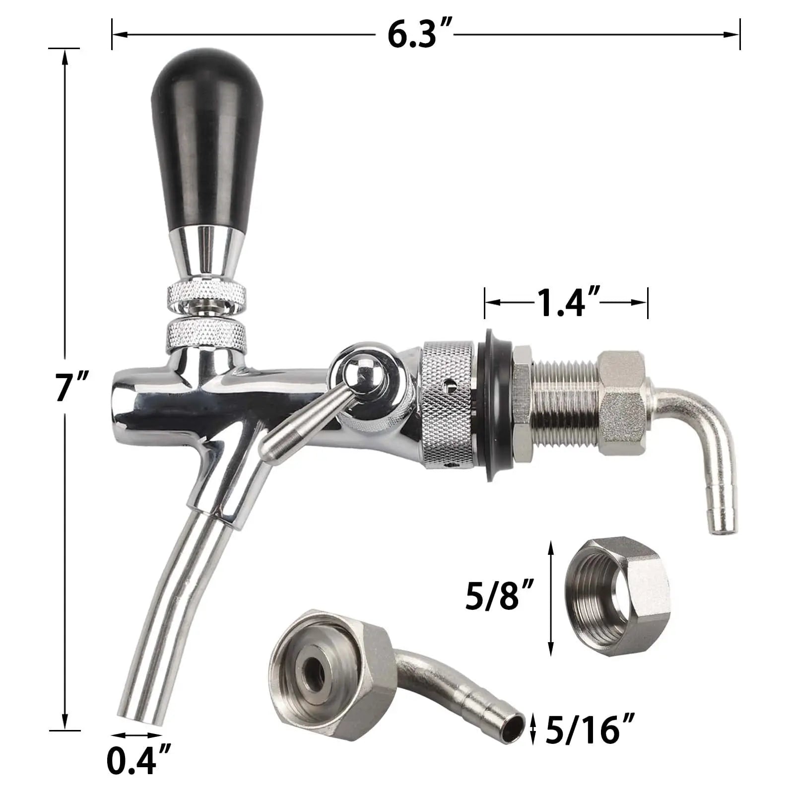 G5/8 Beer Faucet Adjustable Draft Beer Tap Faucet Shank with Chrome Plating – Stainless Steel Core Draft Keg Tap for Keg - Premium beer faucet from Lizard Vigilante - Just $35.99! Shop now at Lizard Vigilante