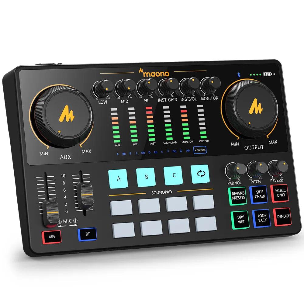 Maono AME2 Audio Interface Sound Card DJ Mixer All in One Portable Podcast Studio for Recording,Live Streaming,Youtube,Guitar,PC - Lizard Vigilante