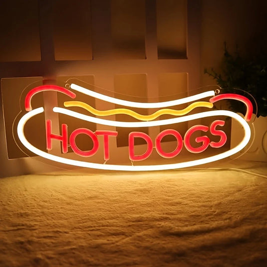 Hot Dog Neon Wall Sign For Shops And Parties (DC Power, <60 lm)