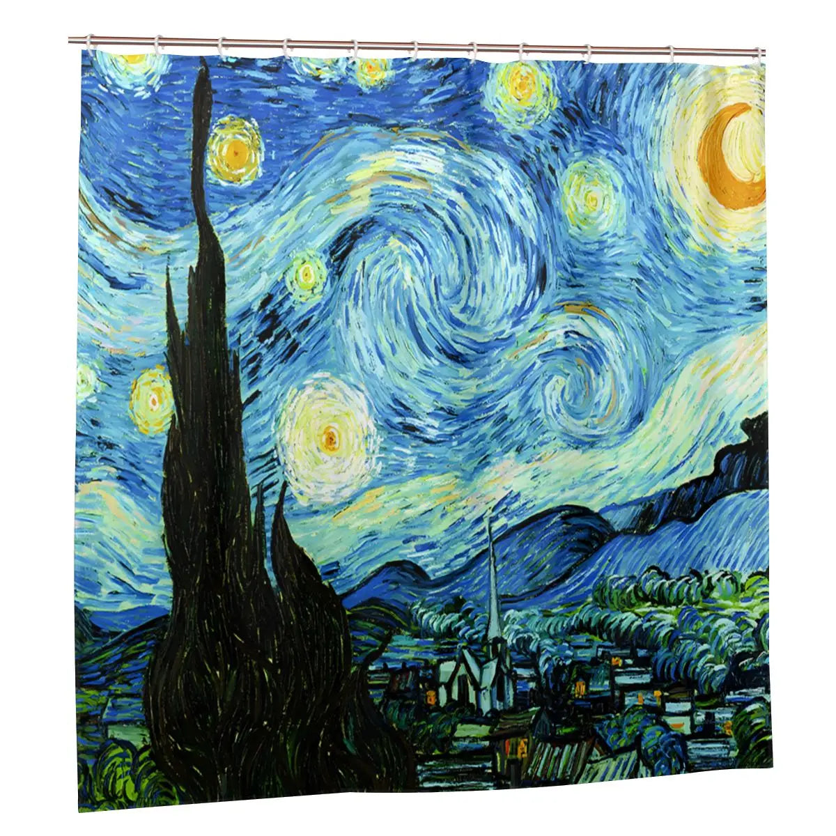 1pc Van Gogh-Inspired Artistic Shower Curtain Liner - Perfect for Bathroom Decoration - Includes 12 Hooks - Premium  from Lizard Vigilante - Just $17.99! Shop now at Lizard Vigilante