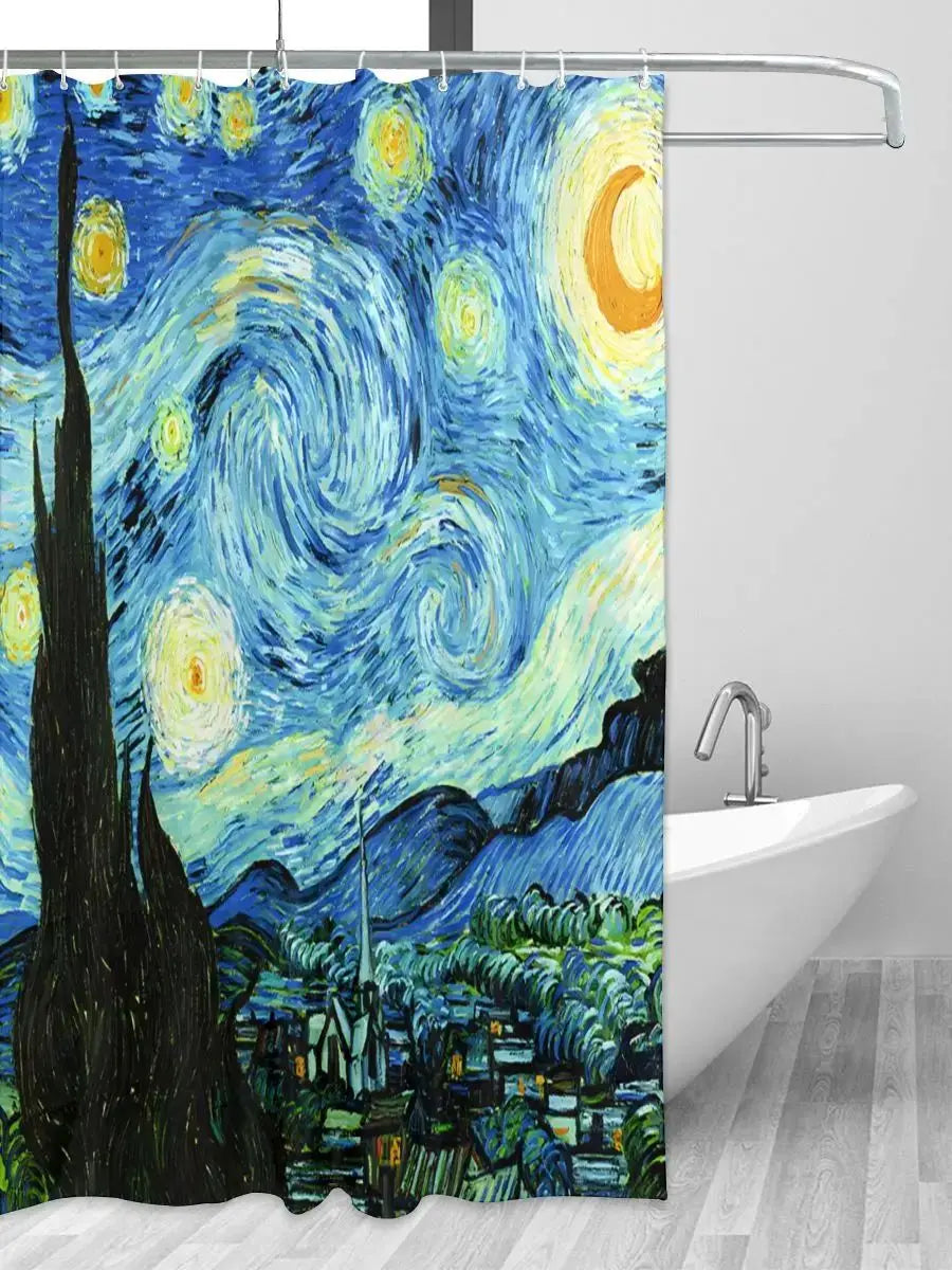 1pc Van Gogh-Inspired Artistic Shower Curtain Liner - Perfect for Bathroom Decoration - Includes 12 Hooks - Premium  from Lizard Vigilante - Just $17.99! Shop now at Lizard Vigilante