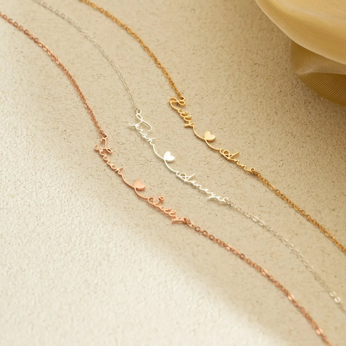  Personalized Two Name Necklace with Heart, Custom Couple Name Necklaces, Silver Letter Necklace for Women, Gifts For Couples,