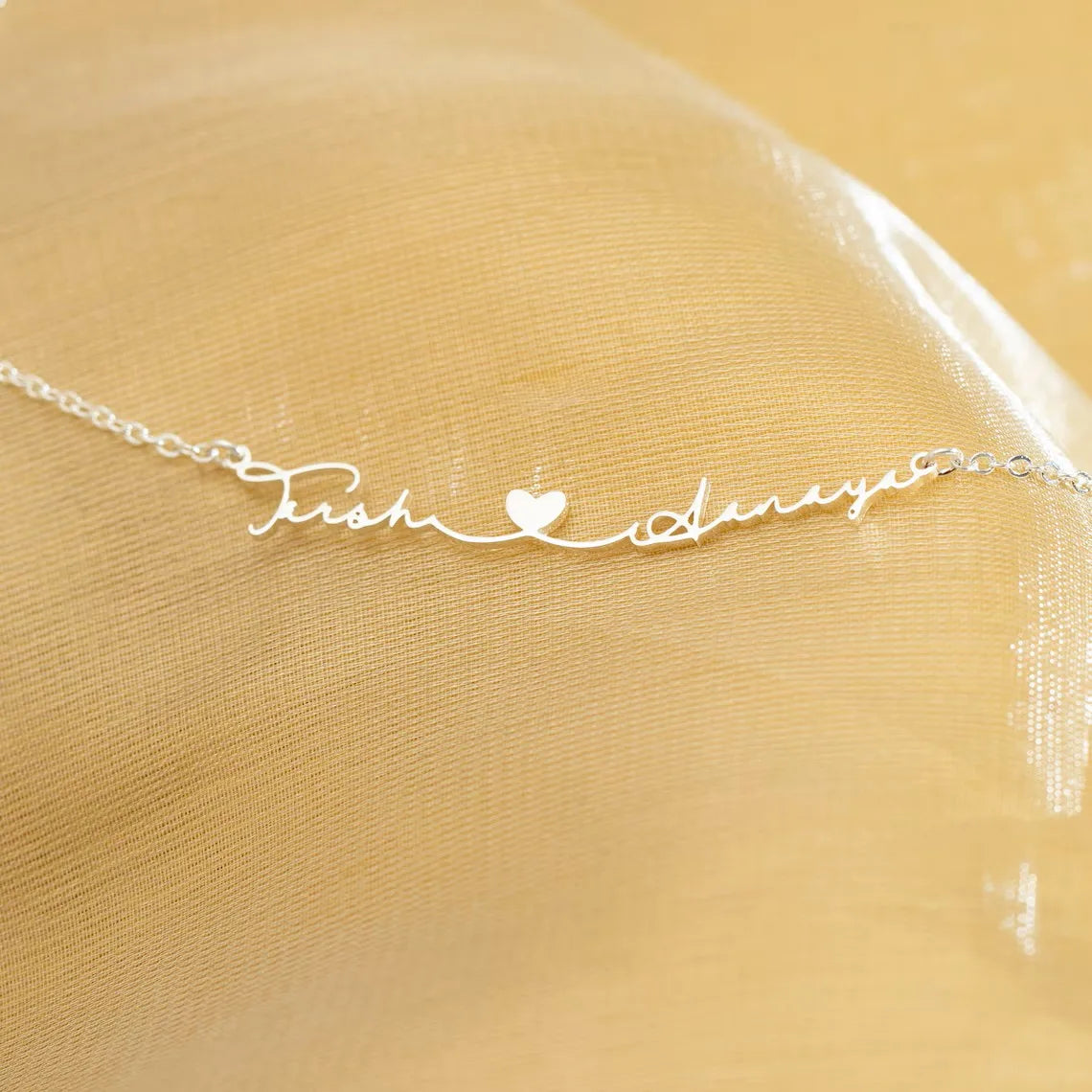  Personalized Two Name Necklace with Heart, Custom Couple Name Necklaces, Silver Letter Necklace for Women, Gifts For Couples,