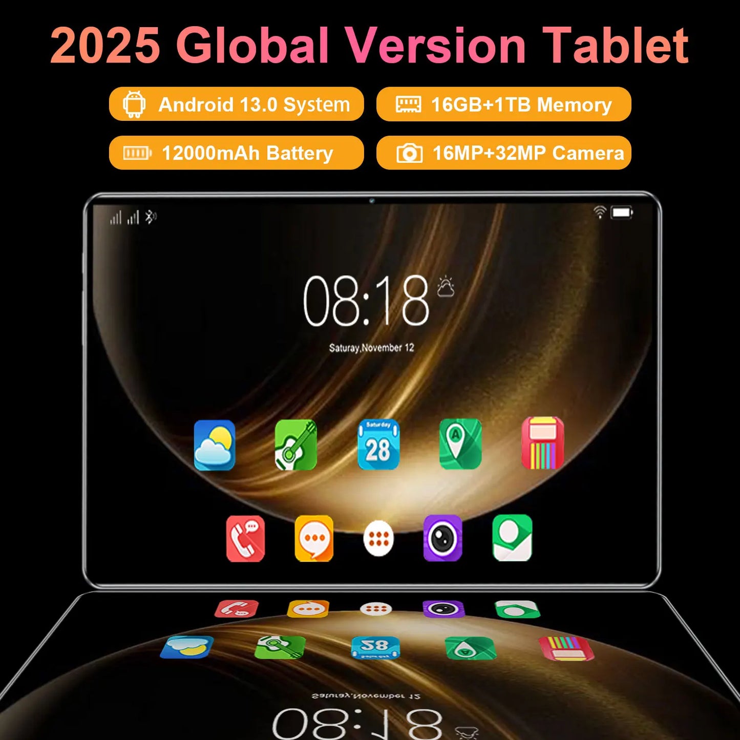 2025 Global Version 10.36 Inch Android 13.0 Tablet Android 16GB Ram 1TB Rom 16MP 32MP 12000mAh Network Bluetooth 5G WIFI Tablets