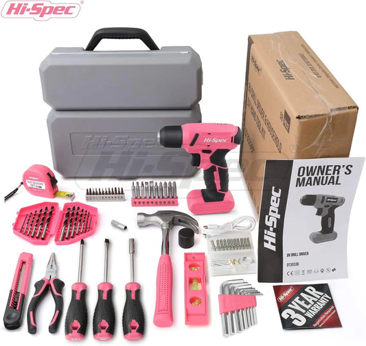 Hi-Spec 58-Piece Pink 8V USB Electric Drill Driver & Hand Tool Kit — Precision Power Set for Serious DIY & Professional Builders - Premium drill set from dsers - Just $141.99! Shop now at Lizard Vigilante