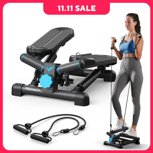 MERACH Mini Stepper – Compact Twist Stair Stepper with Resistance Bands, 330LBS Capacity, LCD Screen, and Adjustable Stride Length - Premium stepper from Lizard Vigilante - Just $92.88! Shop now at Lizard Vigilante