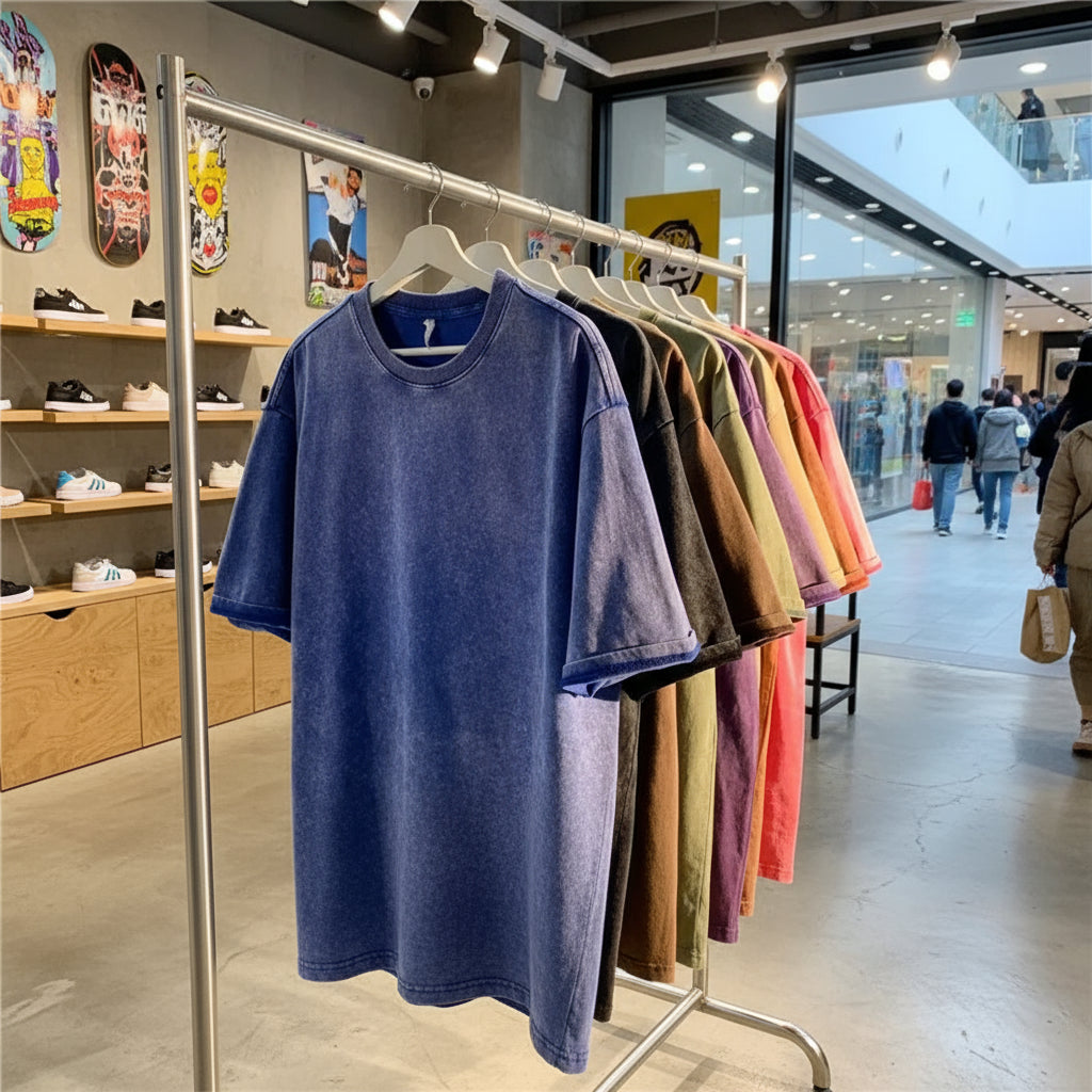 American Style Retro Heavyweight Solid Color Short Sleeved T-shirt Men Women Summer Street Trendy Washed Old Oversized Clothes - Premium  from Lizard Vigilante - Just $26.99! Shop now at Lizard Vigilante