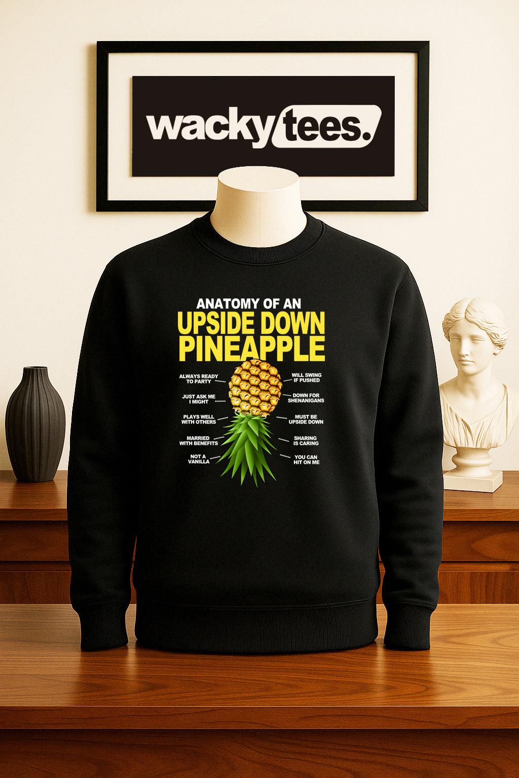 Anatomy of an Upside Down Pineapple Funny Adult Humor Graphic Tee Shirt