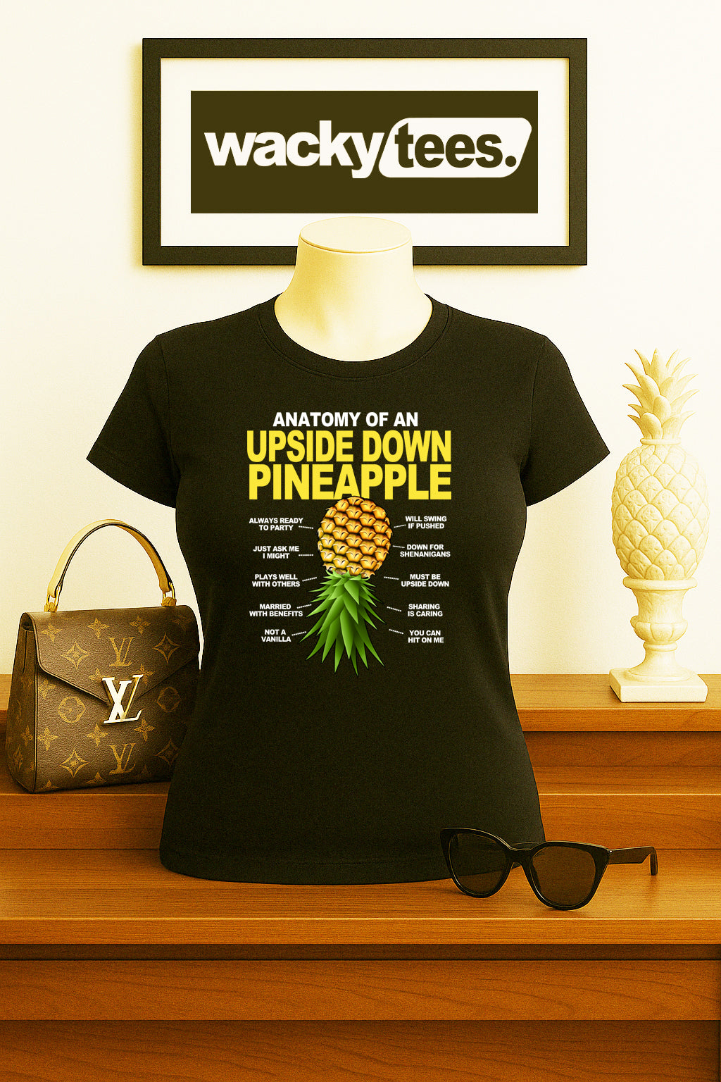Anatomy of an Upside Down Pineapple Funny Adult Humor Graphic Tee Shirt