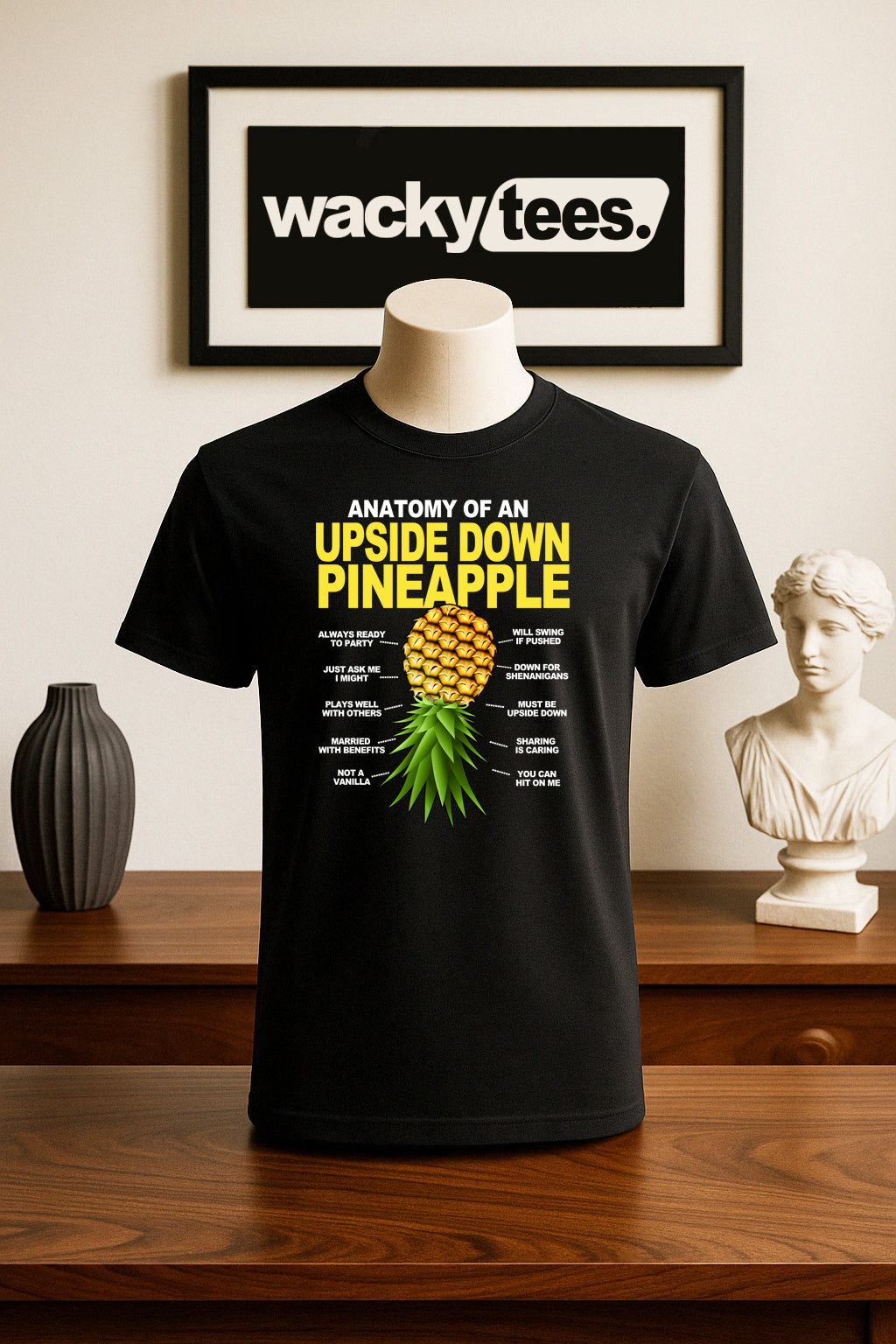 Anatomy of an Upside Down Pineapple Funny Adult Humor Graphic Tee Shirt