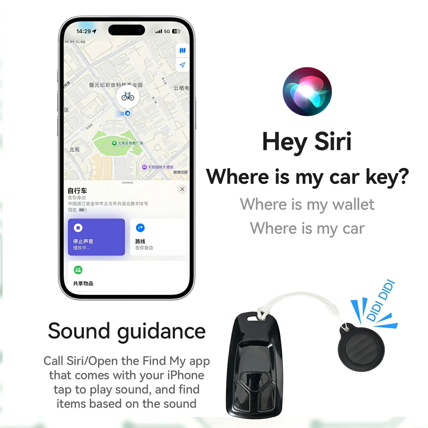 Bike Locator Anti Theft Device Compatible Apple AirTag