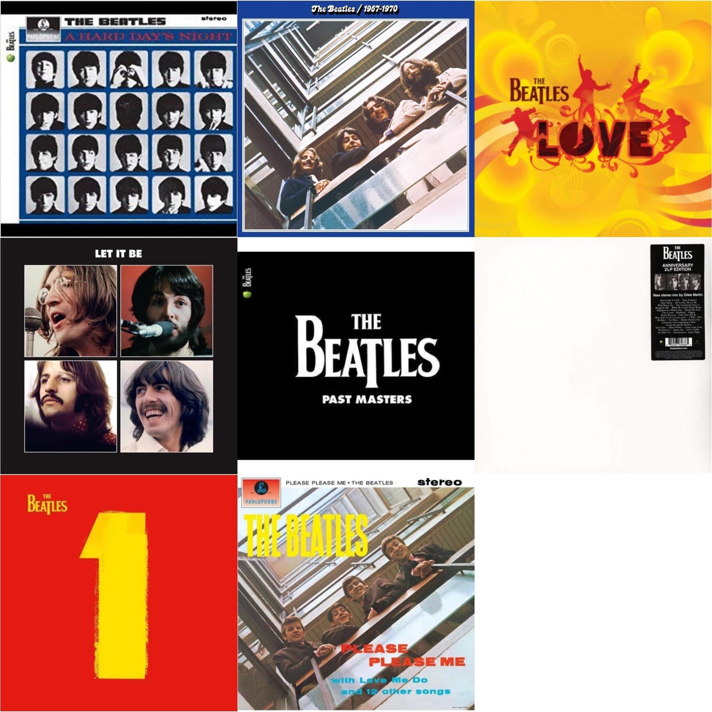 Hard Day's Night & Please Please Me & Past Masters 1 & 2 & Beatles 1967-1970 (2023 Edition) (Half-Speed) (3LP) & Let It Be Special Edition & Love  & 1 (2015 Reissue) & Beatles (The White Album) (2LP)