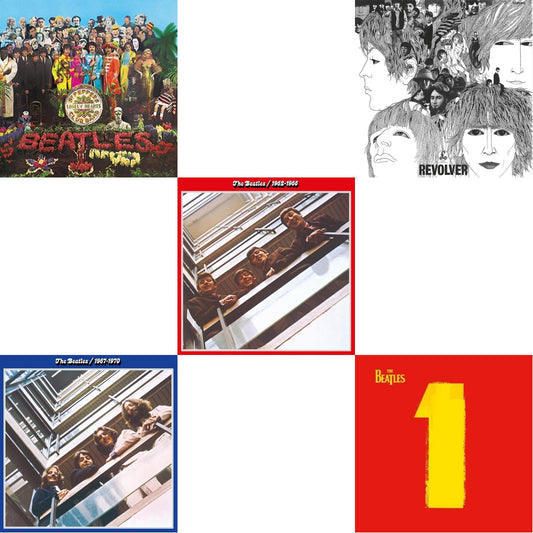 Revolver Special Edition & Beatles 1962-1966 (2023) (Red Vinyl/3LP) (Half-Speed) & Beatles 1967-1970 (2023) (Blue Vinyl/3LP) (Half-Speed) & 1 (2015 Reissue) & Sgt. Pepper's Lonely Hearts Club Band (2017 Stereo Mix/180G/Original Stencils)
