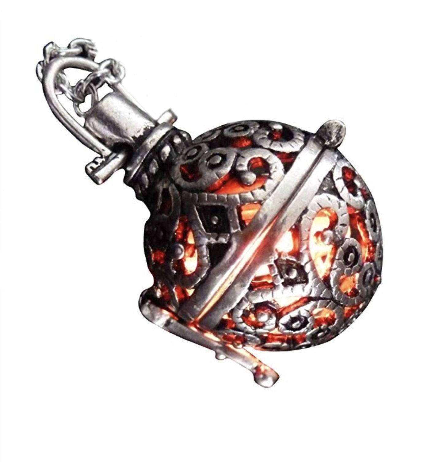 Steampunk fire necklace glow orb necklace