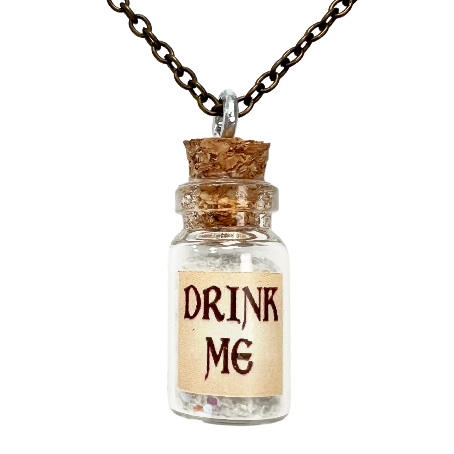 Alice in Wonderland necklace aqua glow